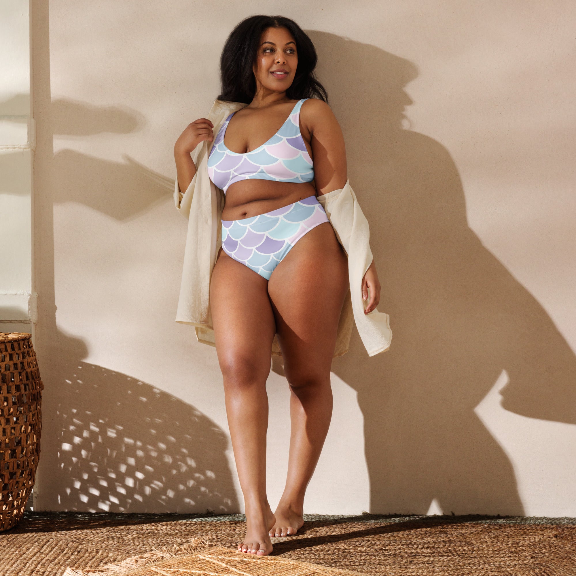 Women's Purple Mermaid Recycled Bikini - Removable Padding, Buttery Soft Quick-Drying UPF 50+ Fabric