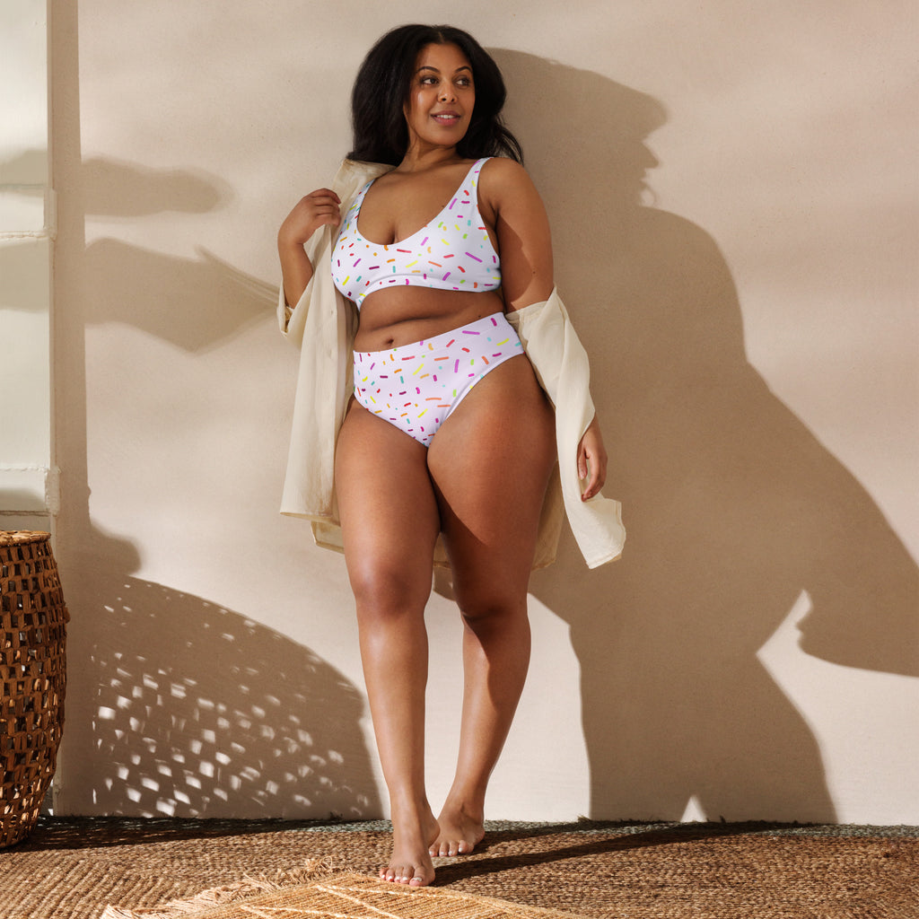 Women's Colorful Sprinkles Recycled Bikini - Removable Padding, Buttery Soft Quick-Drying UPF 50+ Fabric