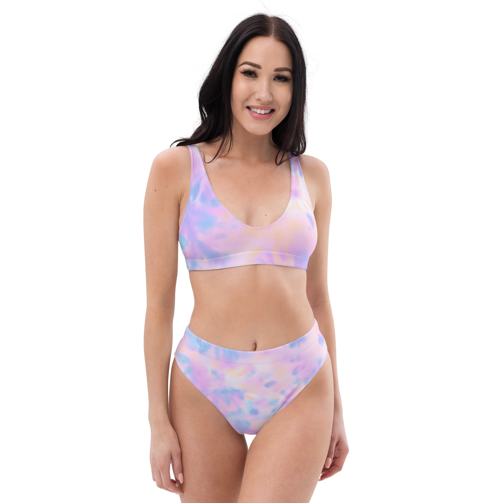 Women's Pastel Watercolor Recycled Bikini - Removable Padding, Buttery Soft Quick-Drying UPF 50+ Fabric