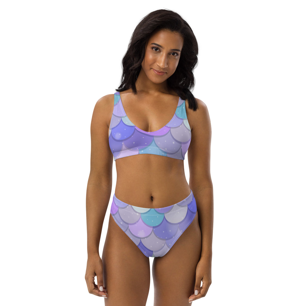 Women's Purple Mermaid Scale Recycled Bikini - Removable Padding, Buttery Soft Quick-Drying UPF 50+ Fabric