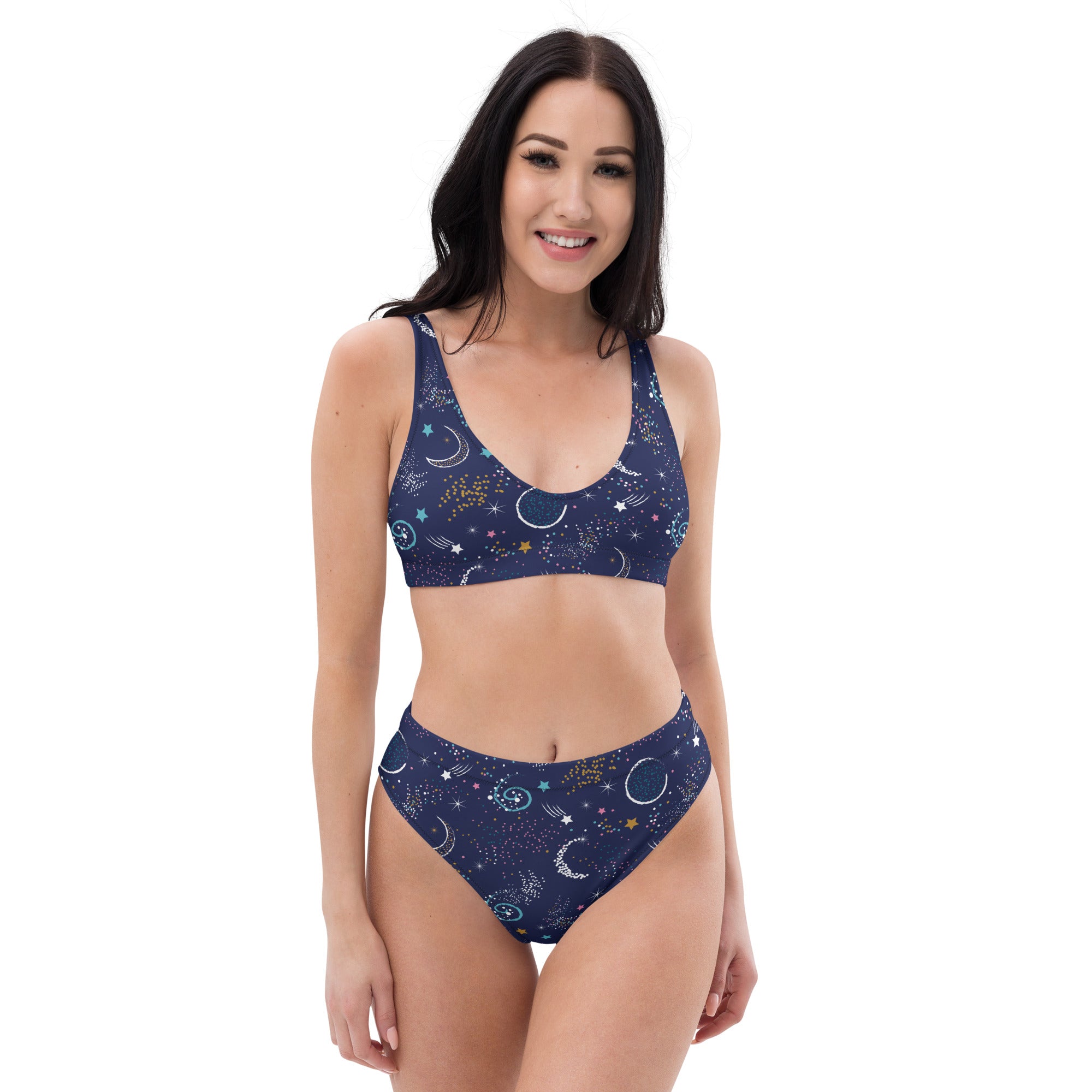 Women's Celestial Space Recycled Bikini - Removable Padding, Buttery Soft Quick-Drying UPF 50+ Fabric