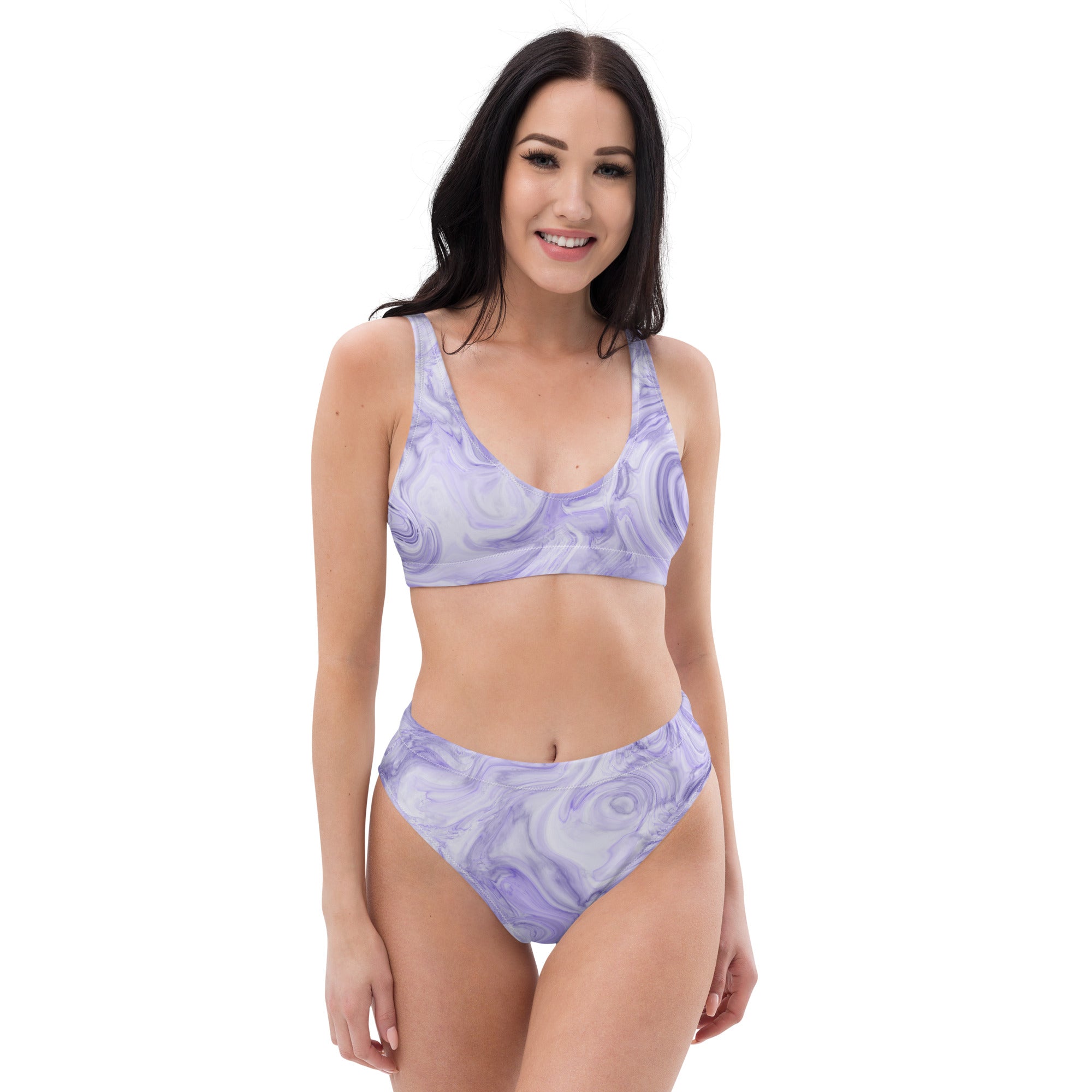 Women's Purple Marble Recycled Bikini - Removable Padding, Buttery Soft Quick-Drying UPF 50+ Fabric