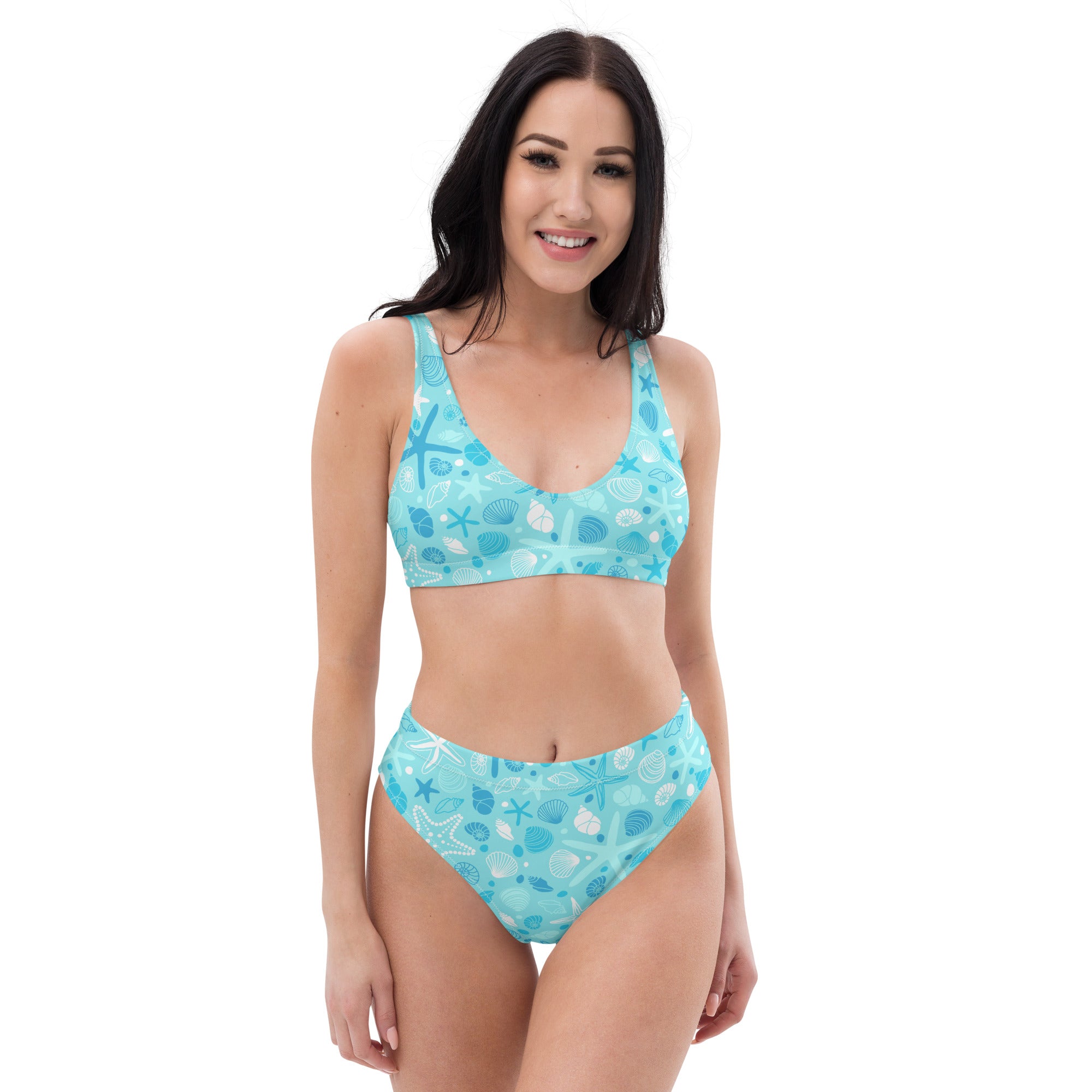 Women's Starfish & Shells Recycled Bikini - Removable Padding, Buttery Soft Quick-Drying UPF 50+ Fabric