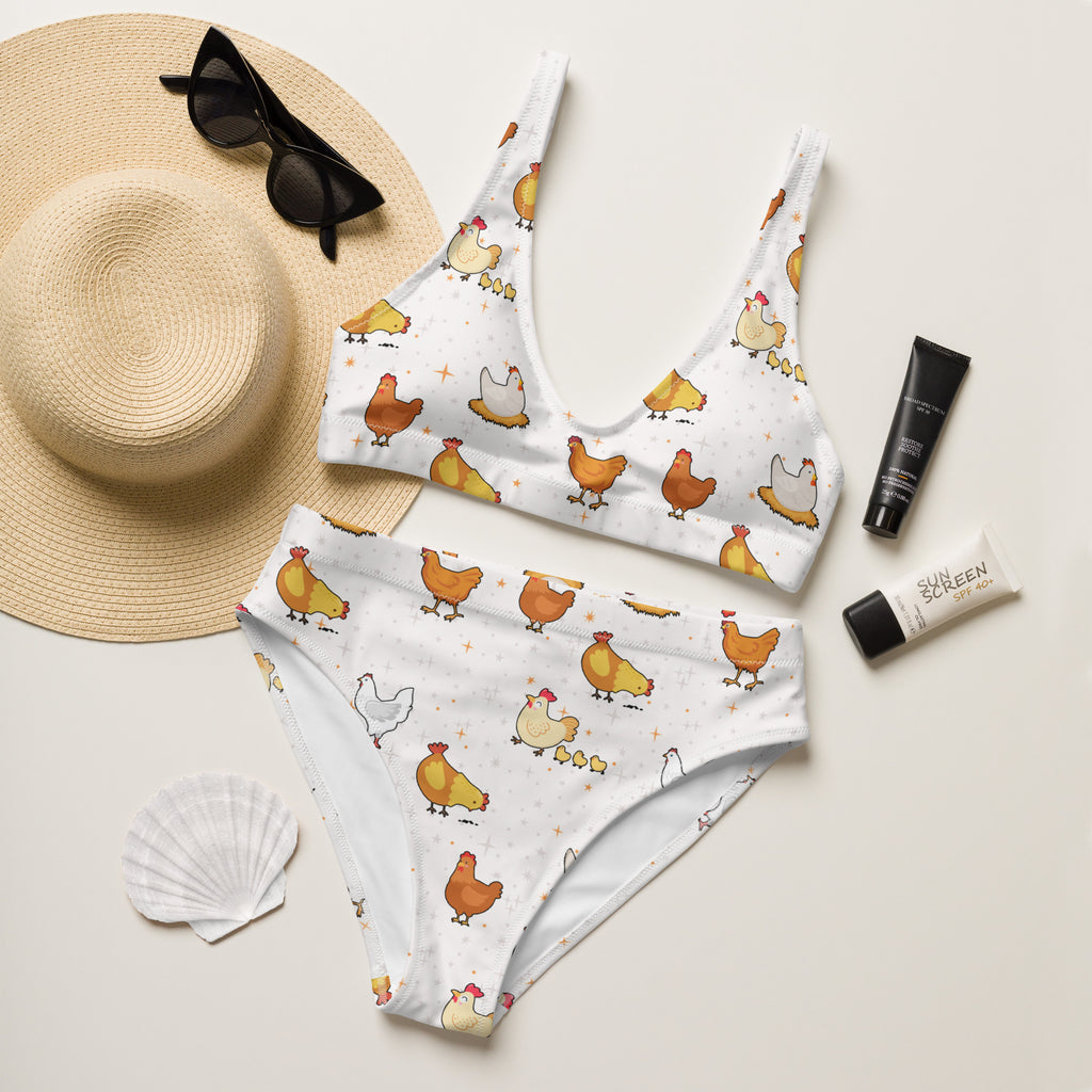Women's Chicken Recycled Bikini - Removable Padding, Buttery Soft Quick-Drying UPF 50+ Fabric