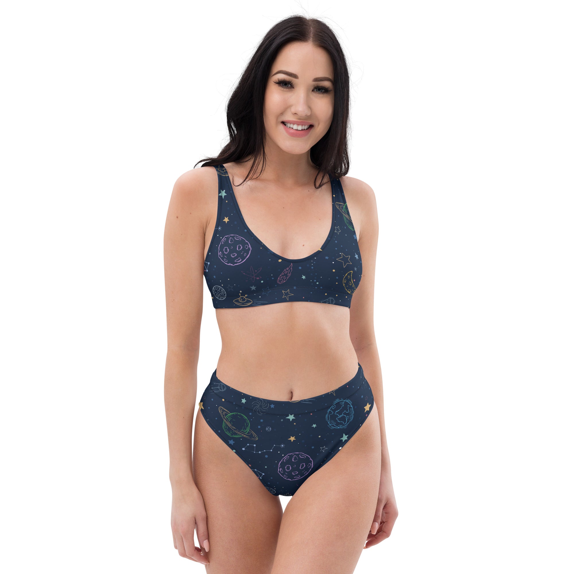 Women's Colorful Galaxy Space Recycled Bikini - Removable Padding, Buttery Soft Quick-Drying UPF 50+ Fabric