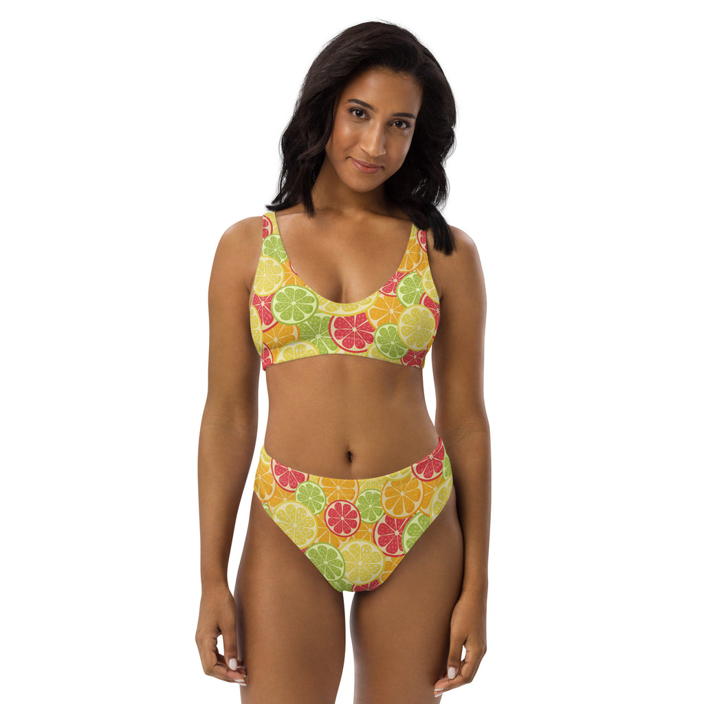 Women's Citrus Fruit Recycled Bikini - Removable Padding, Buttery Soft Quick-Drying UPF 50+ Fabric