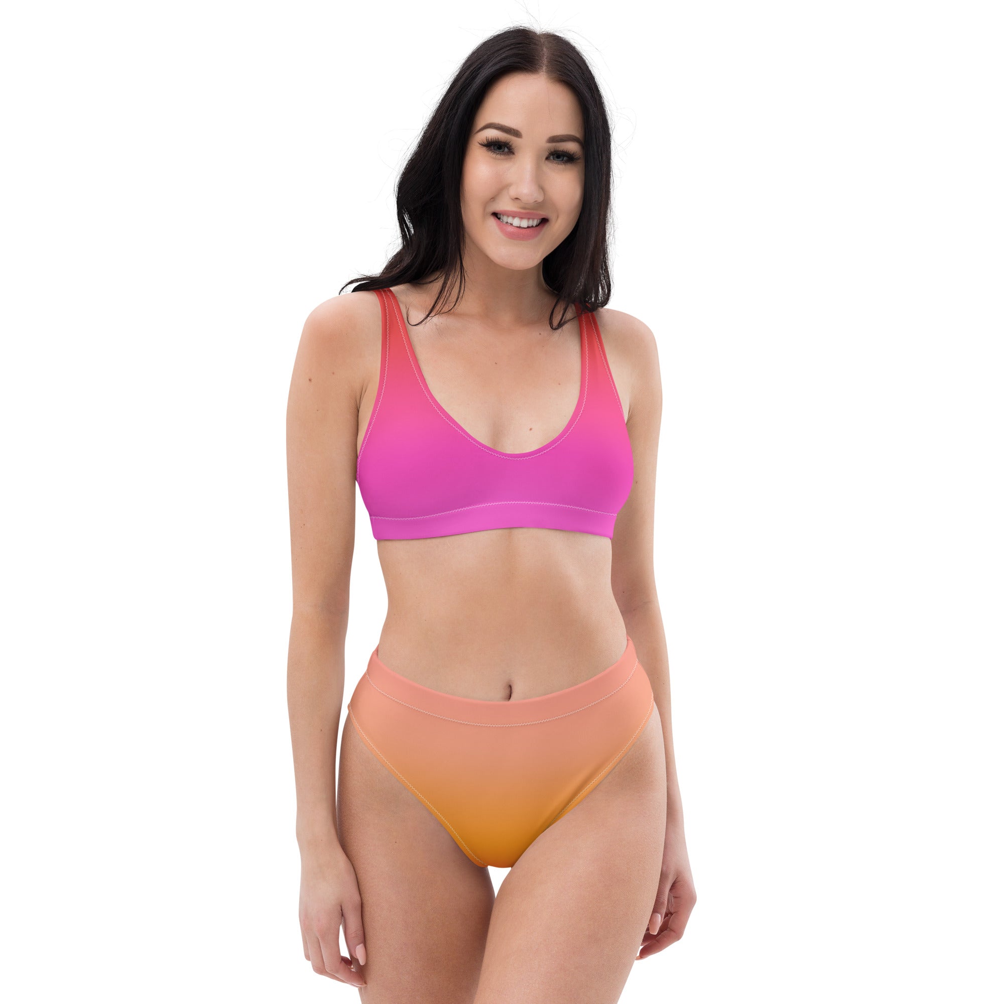 Women's Sunset Ombre Recycled Bikini - Removable Padding, Buttery Soft Quick-Drying UPF 50+ Fabric
