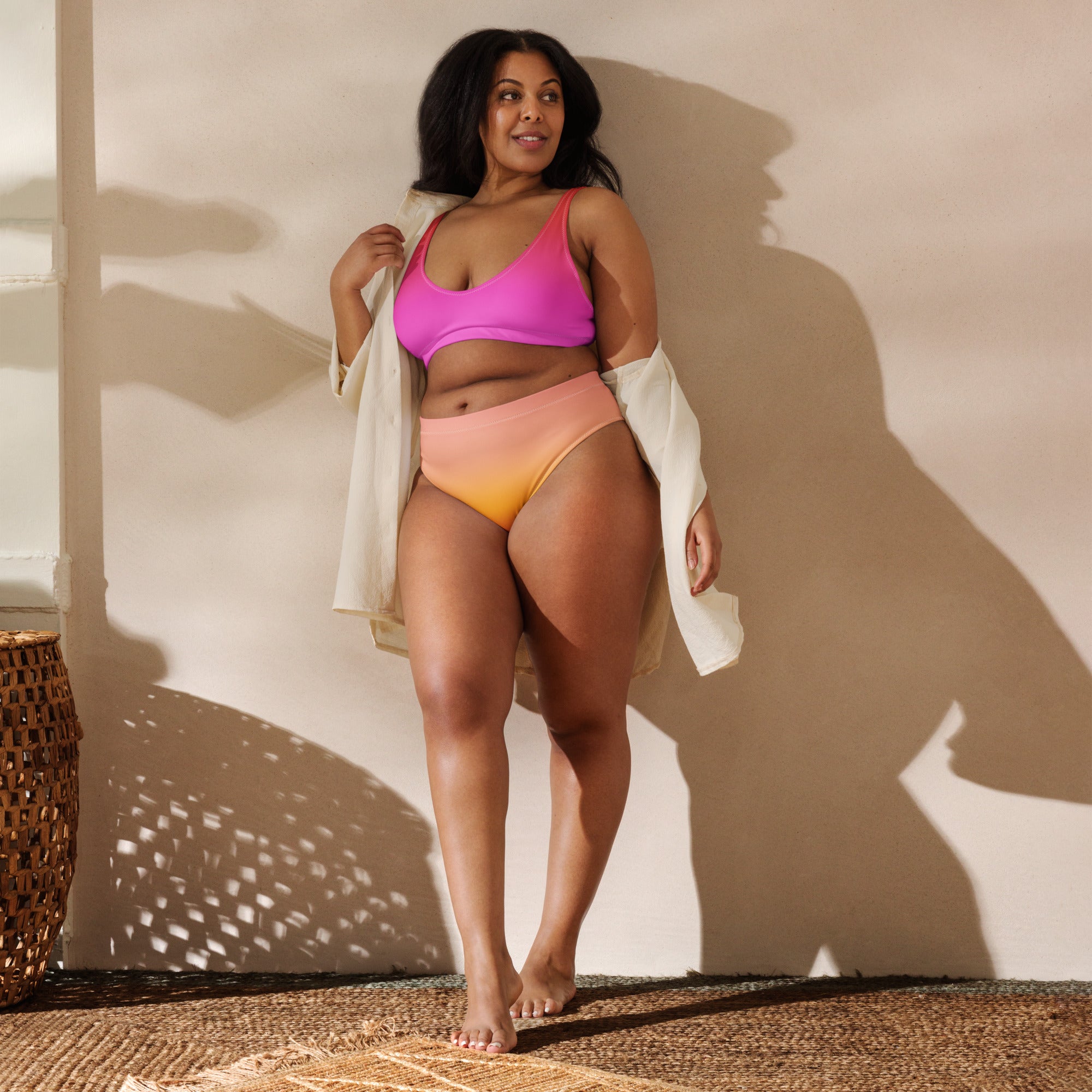 Women's Sunset Ombre Recycled Bikini - Removable Padding, Buttery Soft Quick-Drying UPF 50+ Fabric