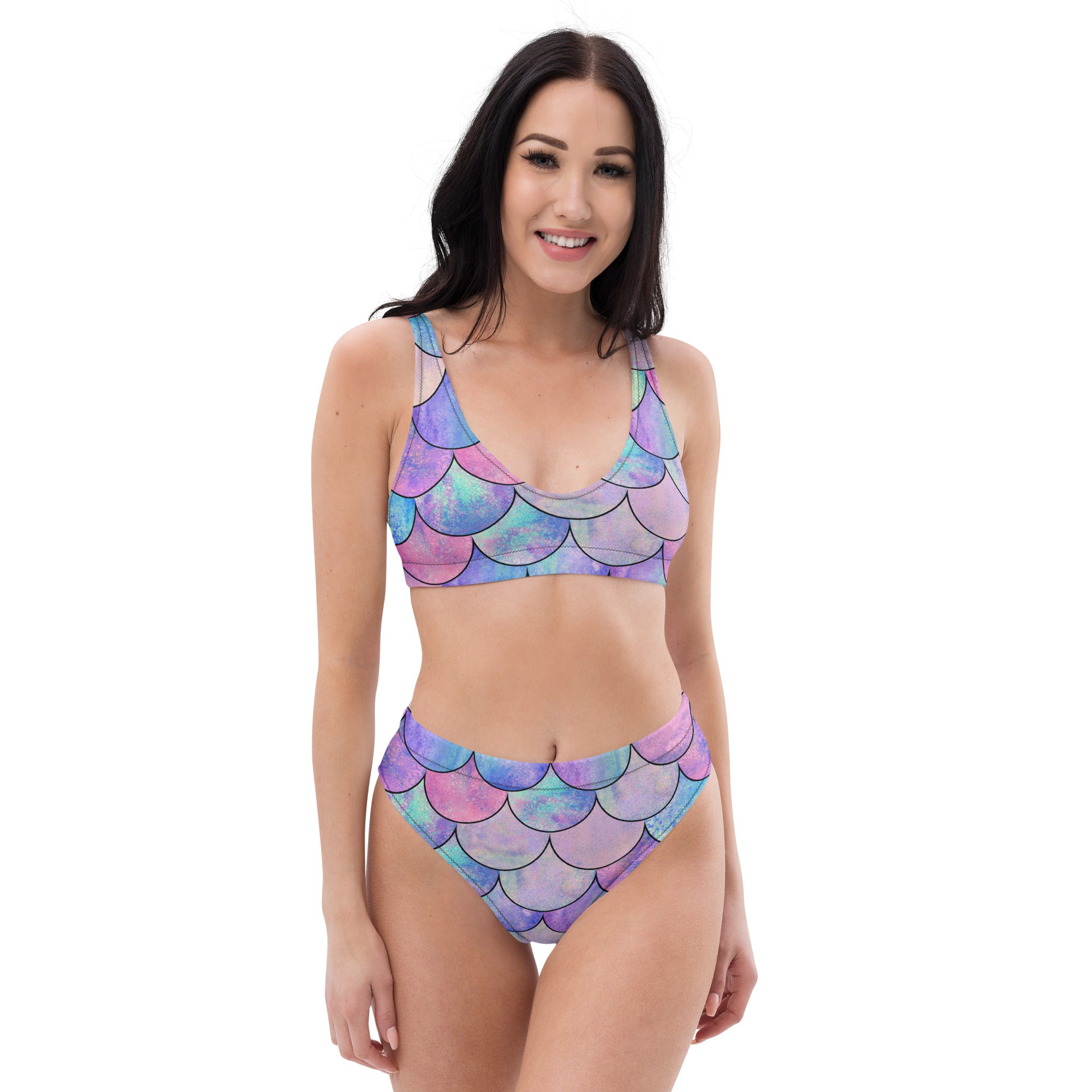 Women's Pastel Mermaid Recycled Bikini - Removable Padding, Buttery Soft Quick-Drying UPF 50+ Fabric
