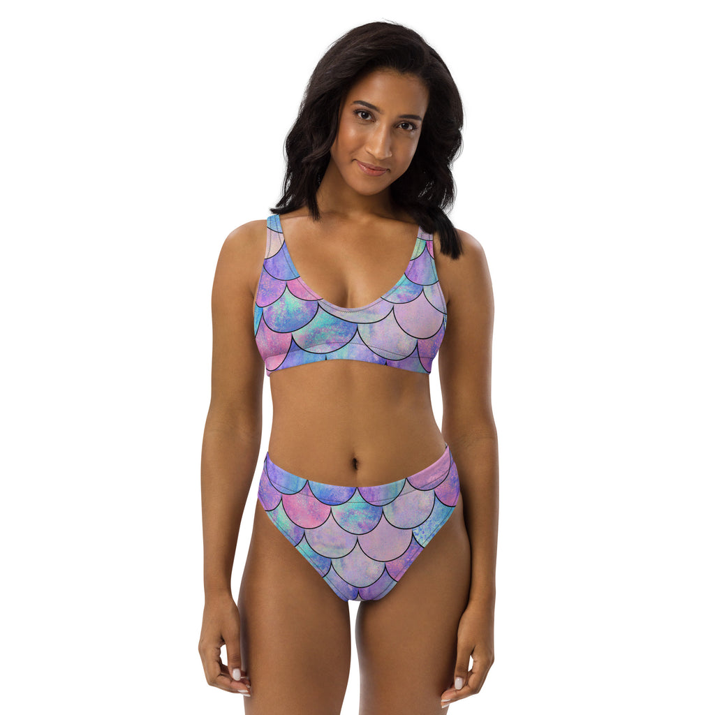 Women's Pastel Mermaid Recycled Bikini - Removable Padding, Buttery Soft Quick-Drying UPF 50+ Fabric