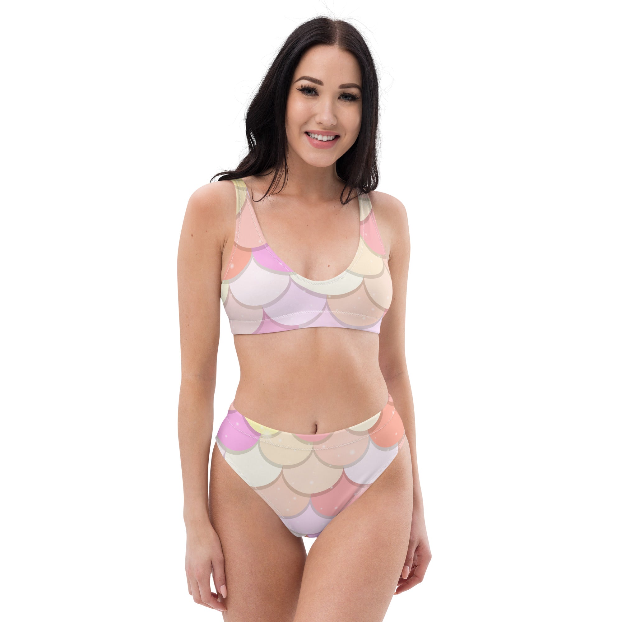 Women's Pink Mermaid Recycled Bikini - Removable Padding, Buttery Soft Quick-Drying UPF 50+ Fabric