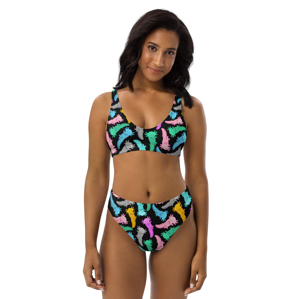 Women's Colorful Axolotl Recycled Bikini - Removable Padding, Buttery Soft Quick-Drying UPF 50+ Fabric