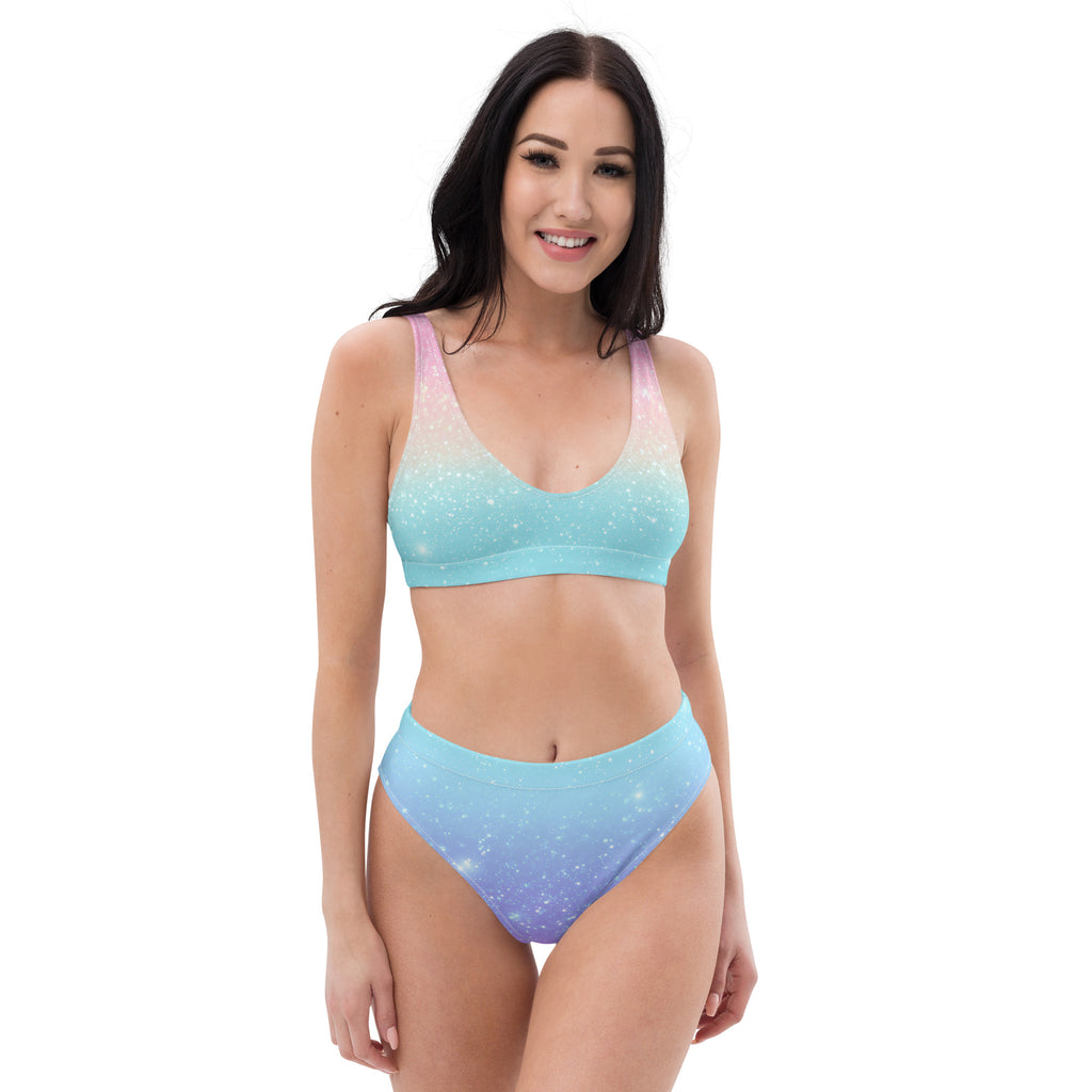 Women's Faux Sparkle Effect Recycled Bikini - Removable Padding, Buttery Soft Quick-Drying UPF 50+ Fabric