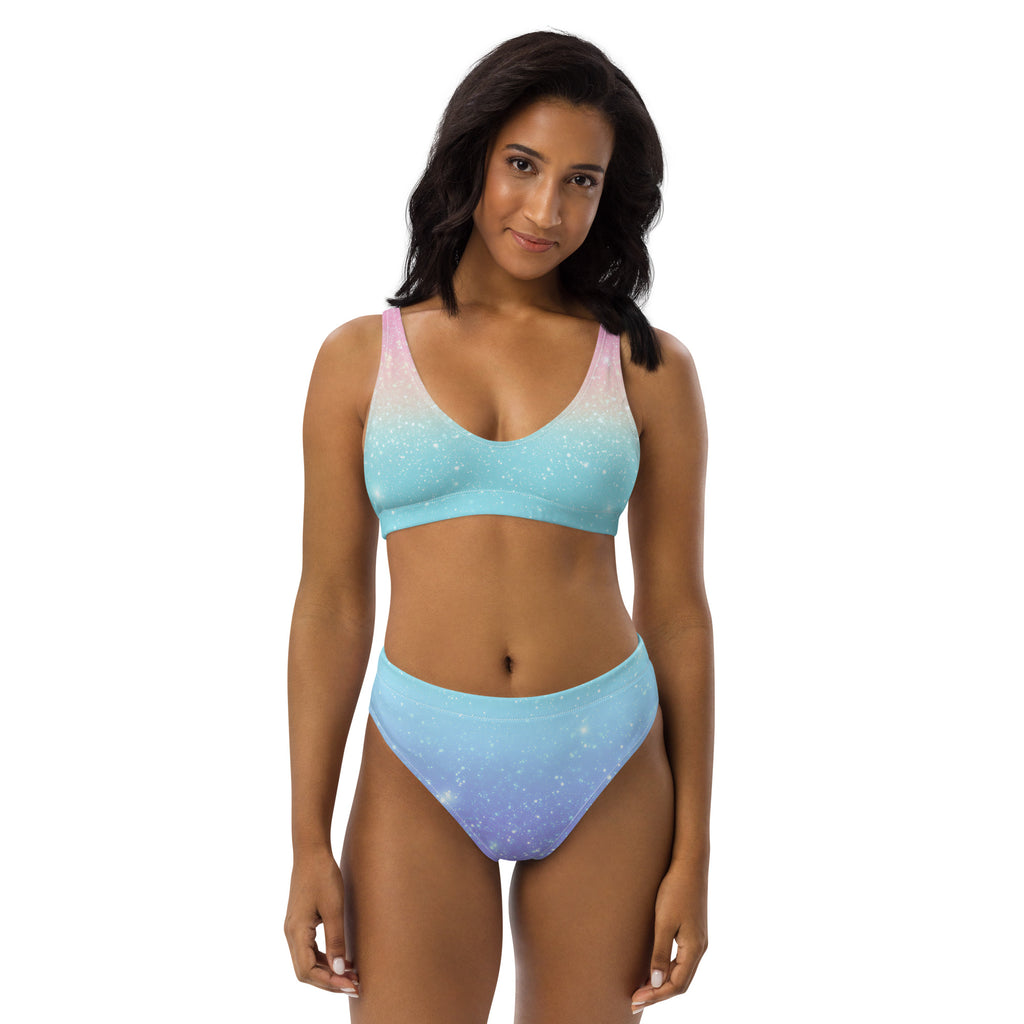 Women's Faux Sparkle Effect Recycled Bikini - Removable Padding, Buttery Soft Quick-Drying UPF 50+ Fabric