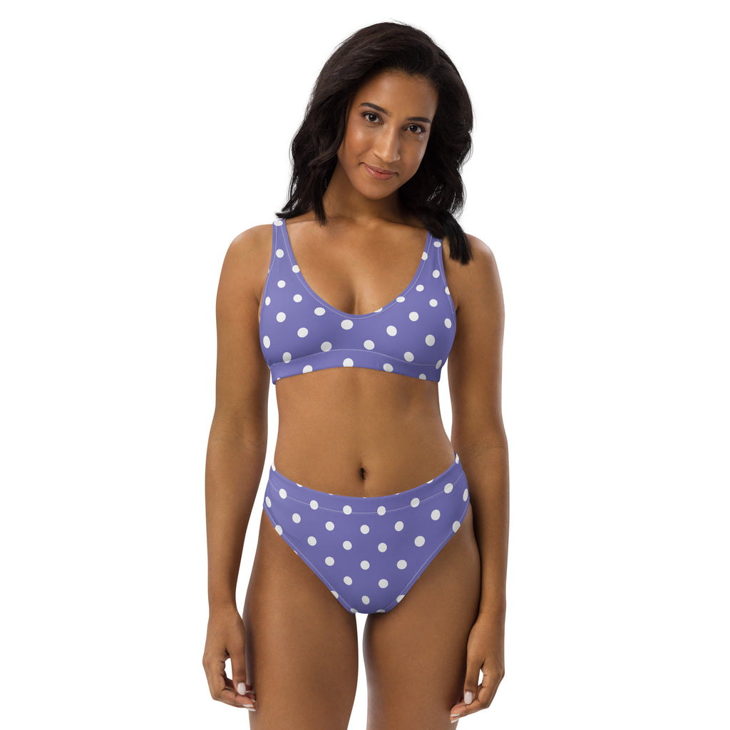 Women's Purple Polka Dot Recycled Bikini - Removable Padding, Buttery Soft Quick-Drying UPF 50+ Fabric