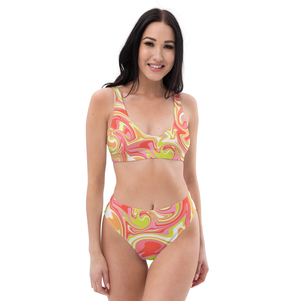 Women's Retro Swirl Recycled Bikini - Removable Padding, Buttery Soft Quick-Drying UPF 50+ Fabric