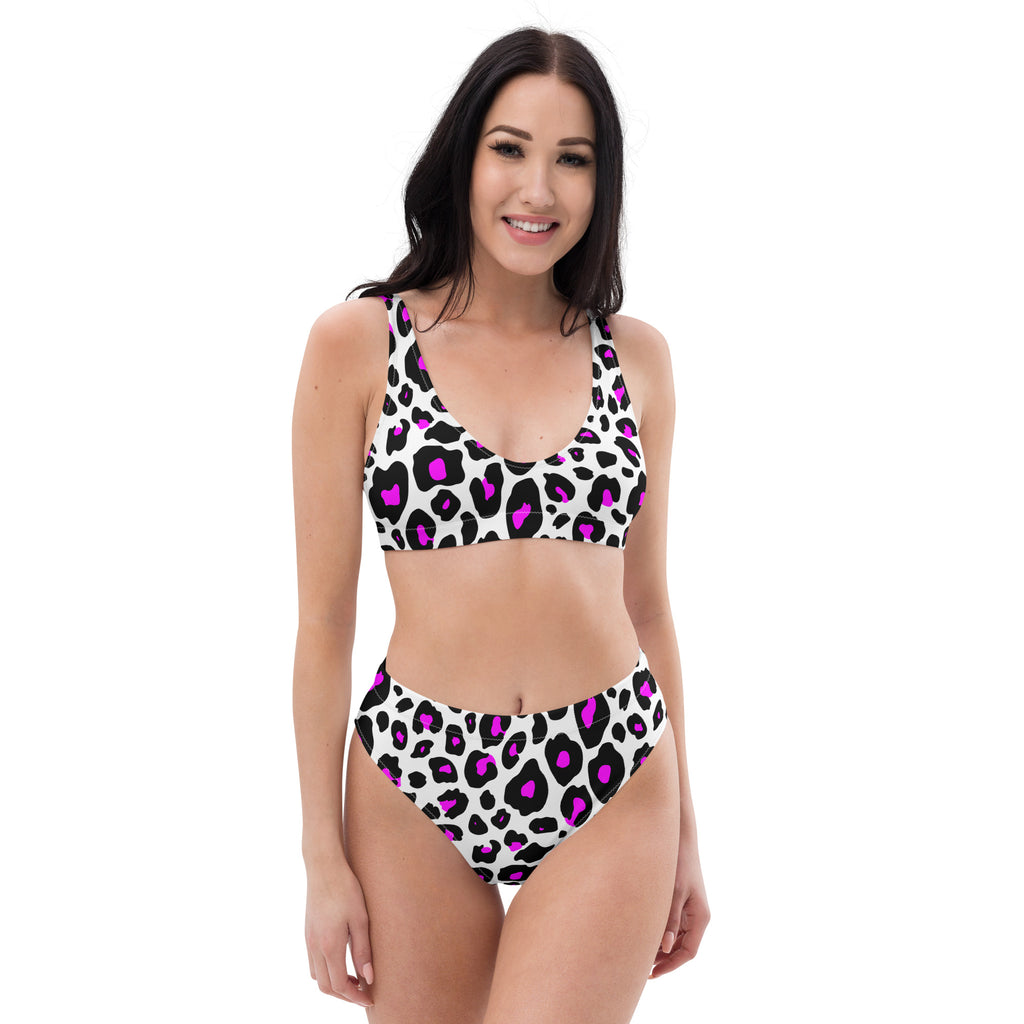 Women's Purple Leopard Print Recycled Bikini - Removable Padding, Buttery Soft Quick-Drying UPF 50+ Fabric