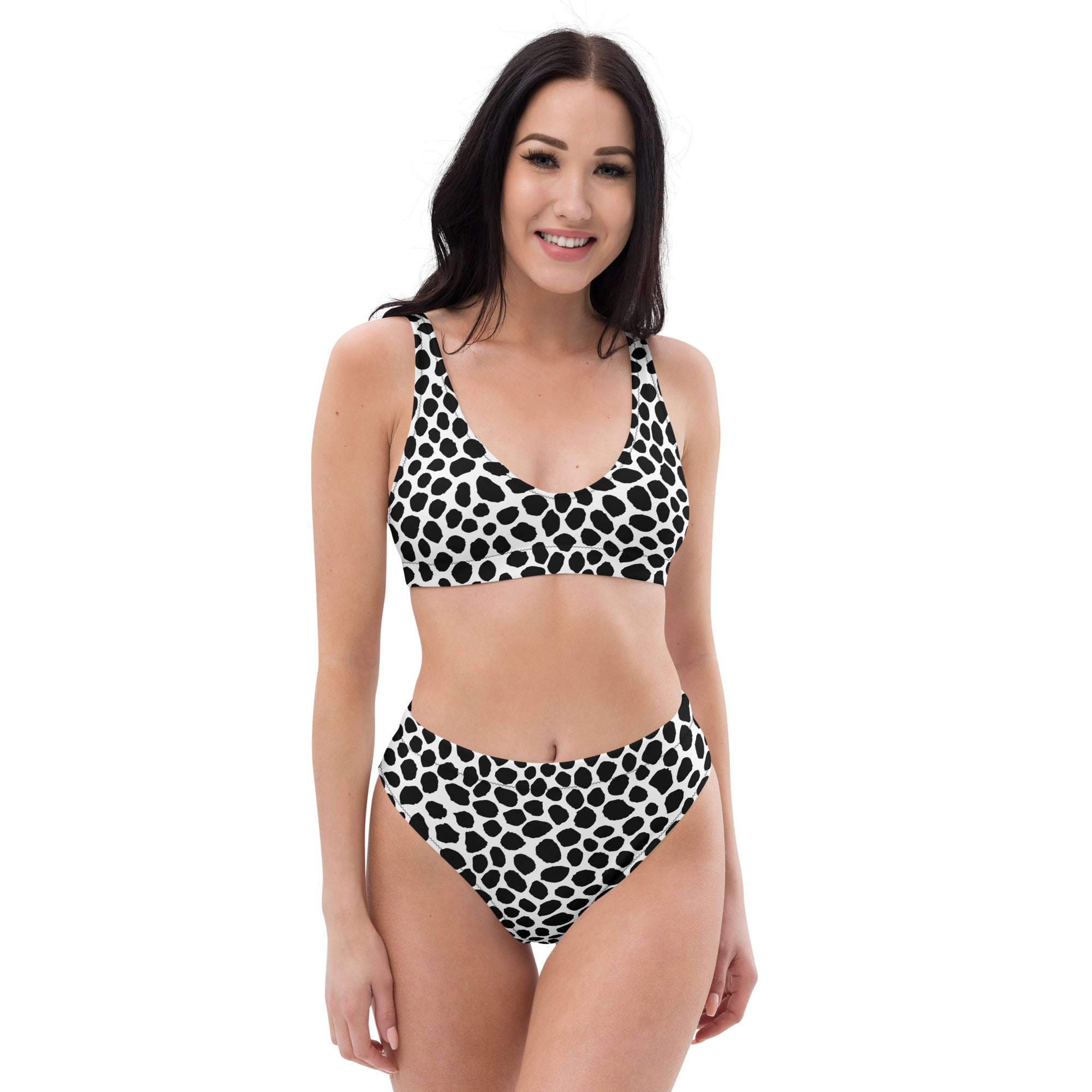 Women's Dalmatian Print Recycled Bikini - Removable Padding, Buttery Soft Quick-Drying UPF 50+ Fabric