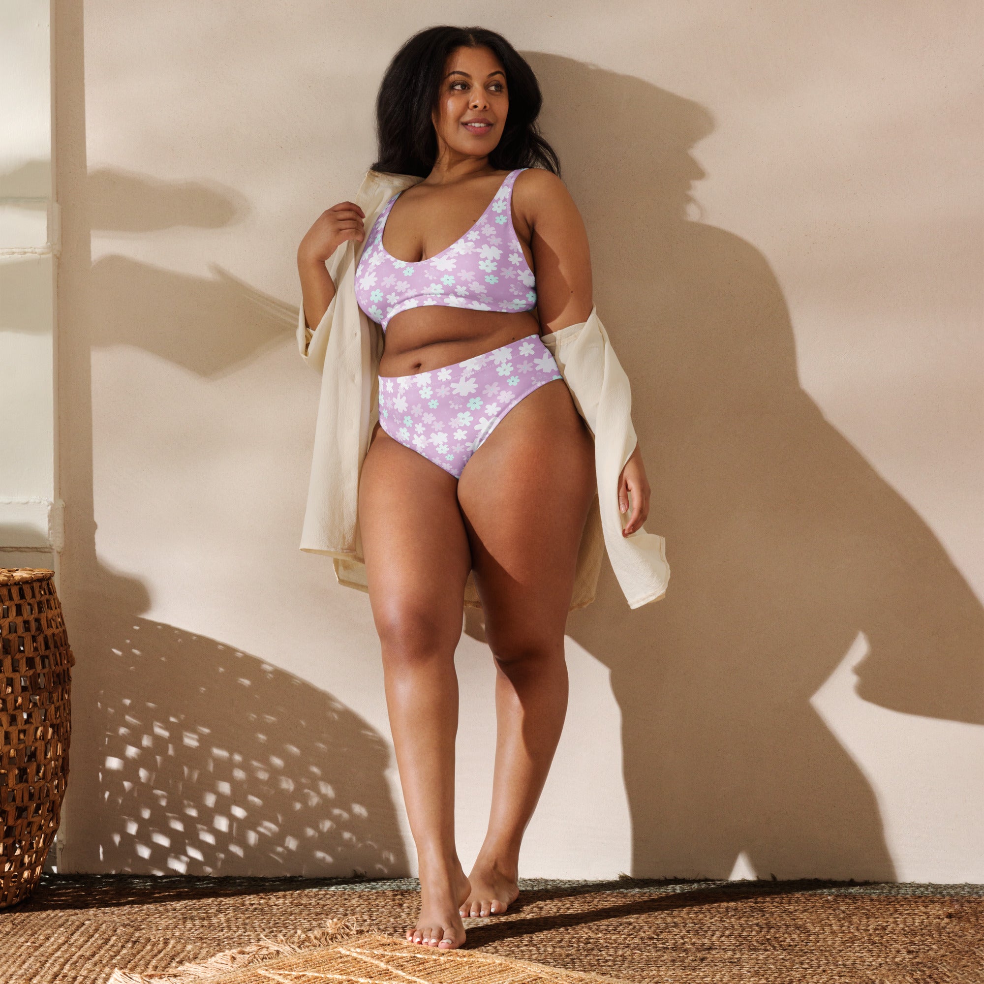 Women's Lavender Floral Recycled Bikini - Removable Padding, Buttery Soft Quick-Drying UPF 50+ Fabric