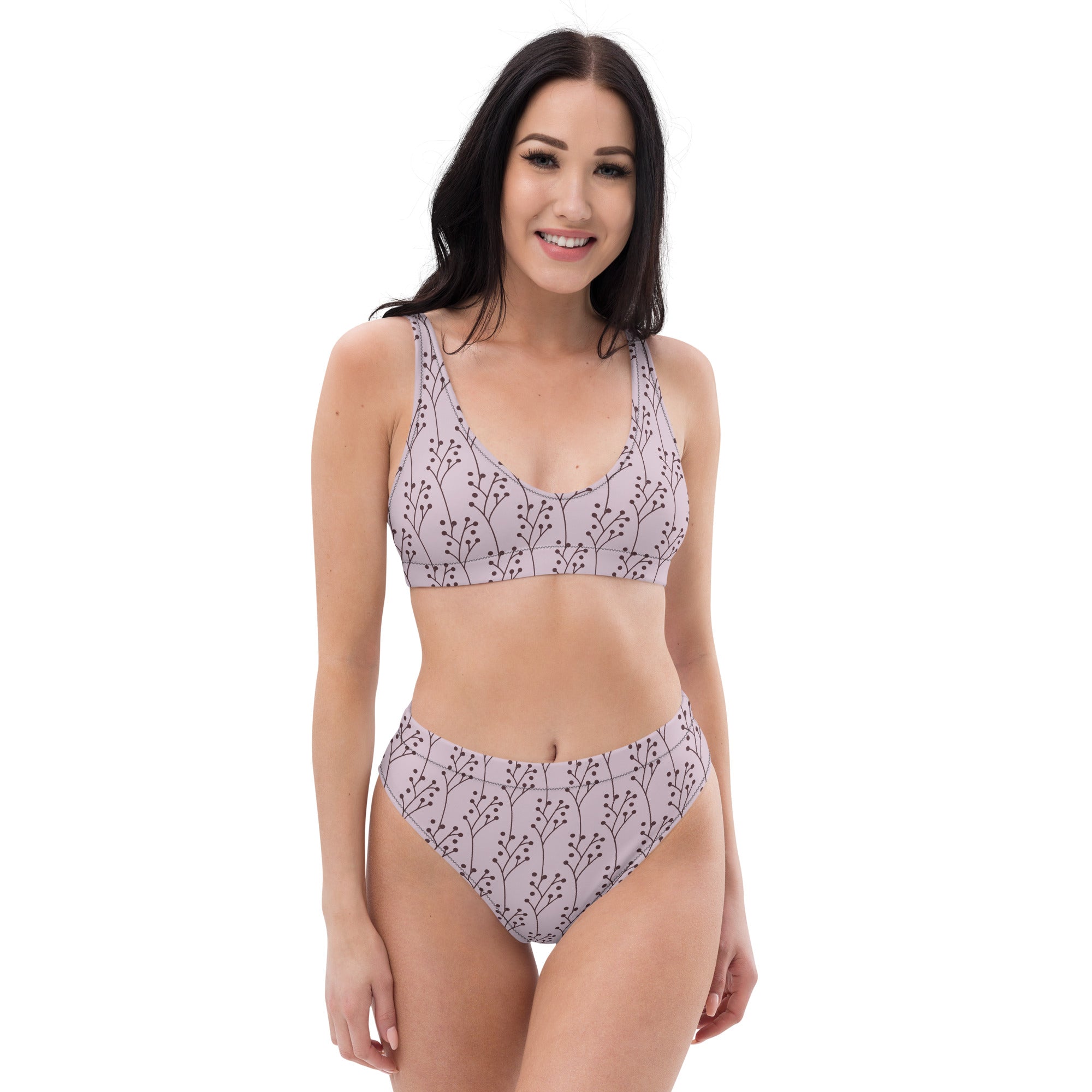 Women's Lavender Botanical Recycled Bikini - Removable Padding, Buttery Soft Quick-Drying UPF 50+ Fabric