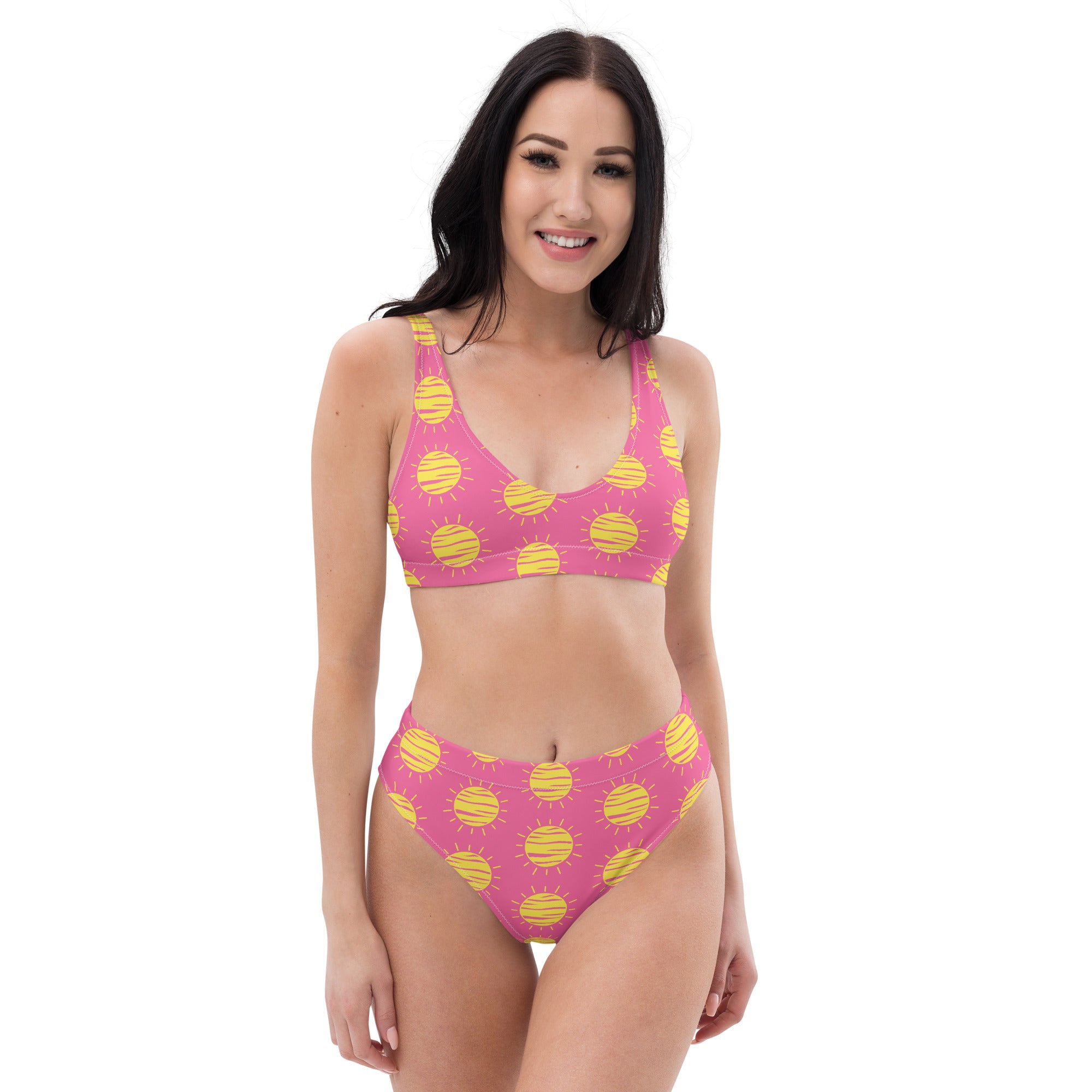 Women's Pink Sunshine Recycled Bikini - Removable Padding, Buttery Soft Quick-Drying UPF 50+ Fabric