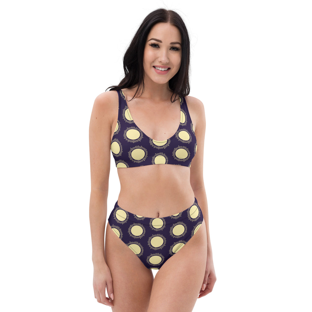 Women's Purple Sun Print Recycled Bikini - Removable Padding, Buttery Soft Quick-Drying UPF 50+ Fabric