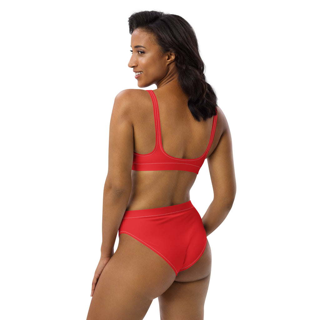 Women's Red Padded Recycled Bikini - Quick Drying Fabric With UPF 50+