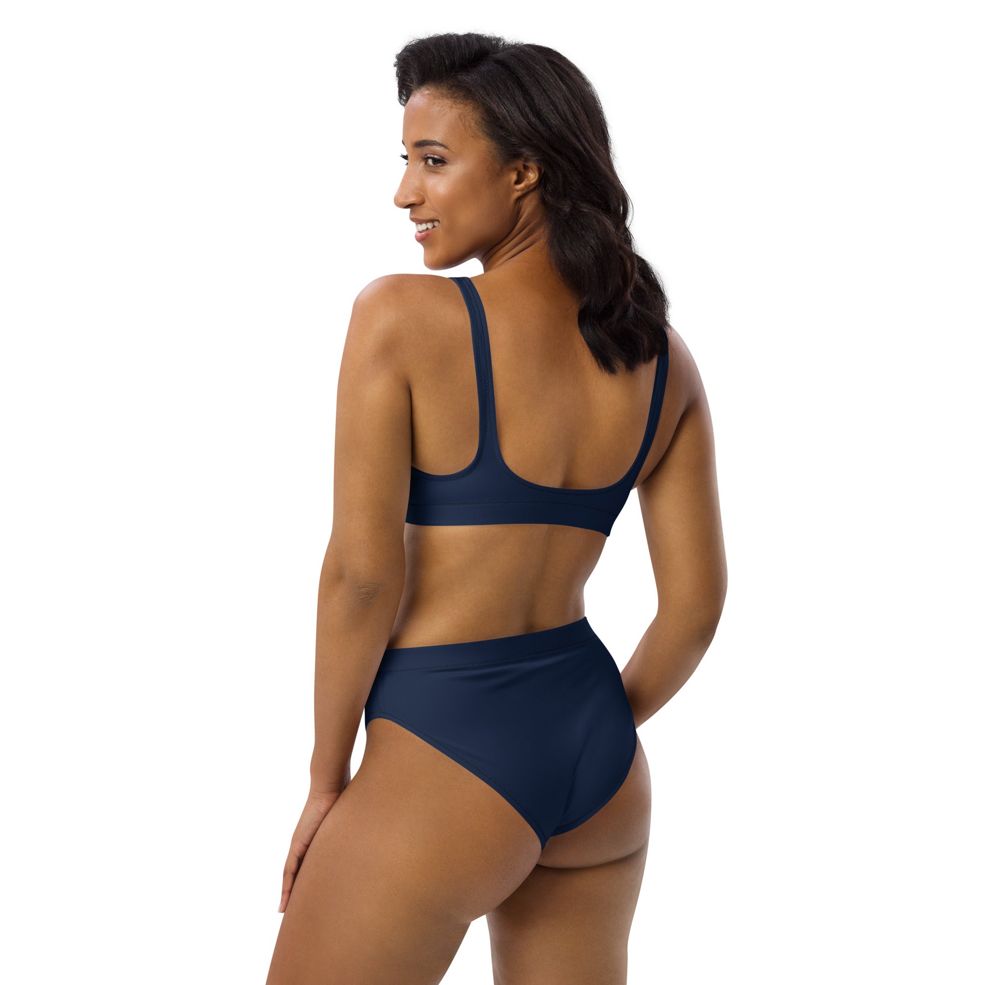 Women's Navy Blue Padded Recycled Bikini - Quick Drying Fabric With UPF 50+
