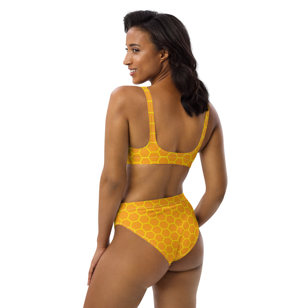 Women's Honeycomb Padded Recycled Bikini - Quick Drying Fabric With UPF 50+