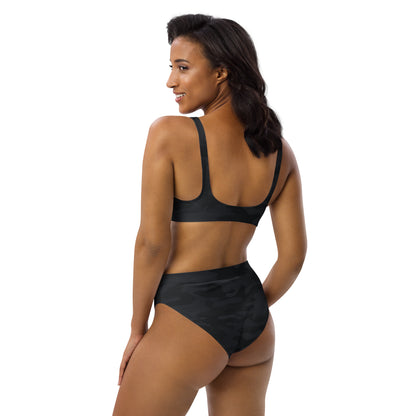Women's Black Camouflage Padded Recycled Bikini - Quick Drying Fabric With UPF 50+