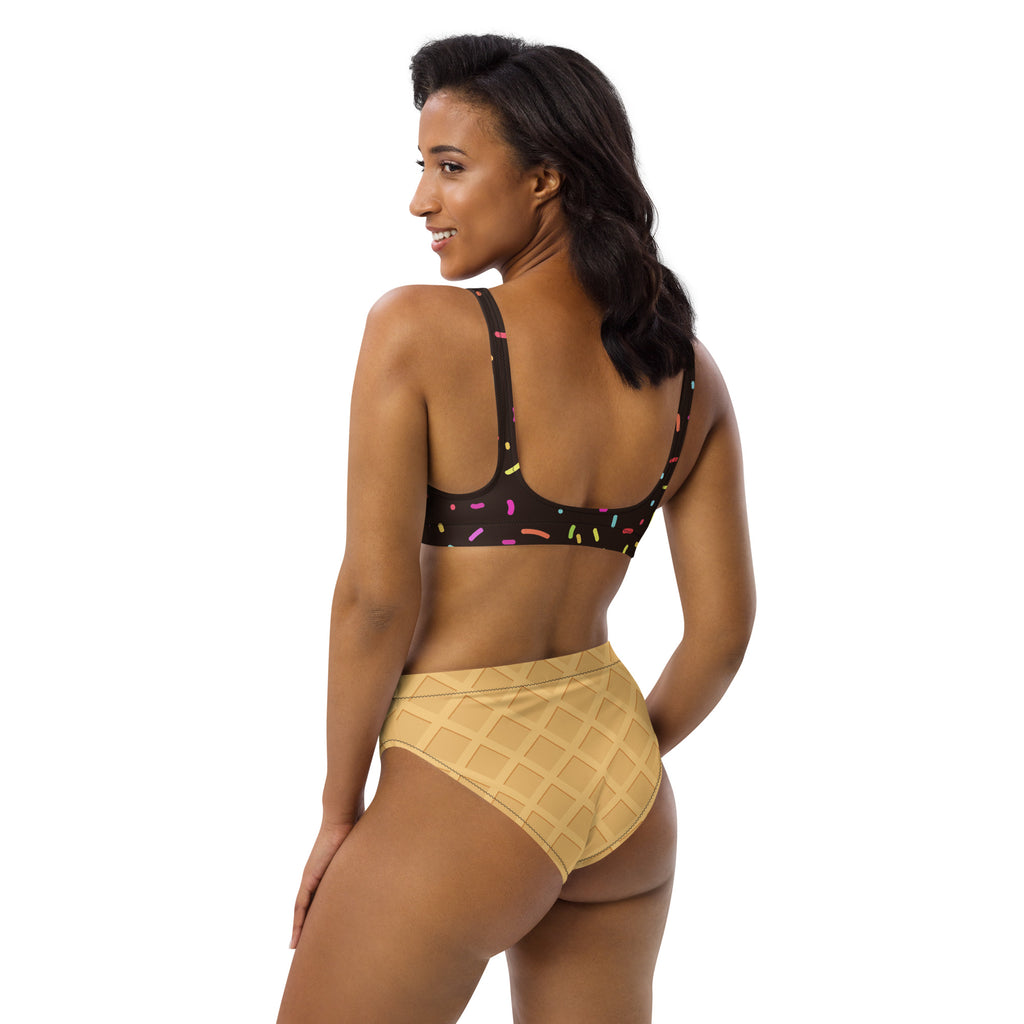 Women's Chocolate Ice Cream Cone Padded Recycled Bikini - Quick Drying Fabric With UPF 50+