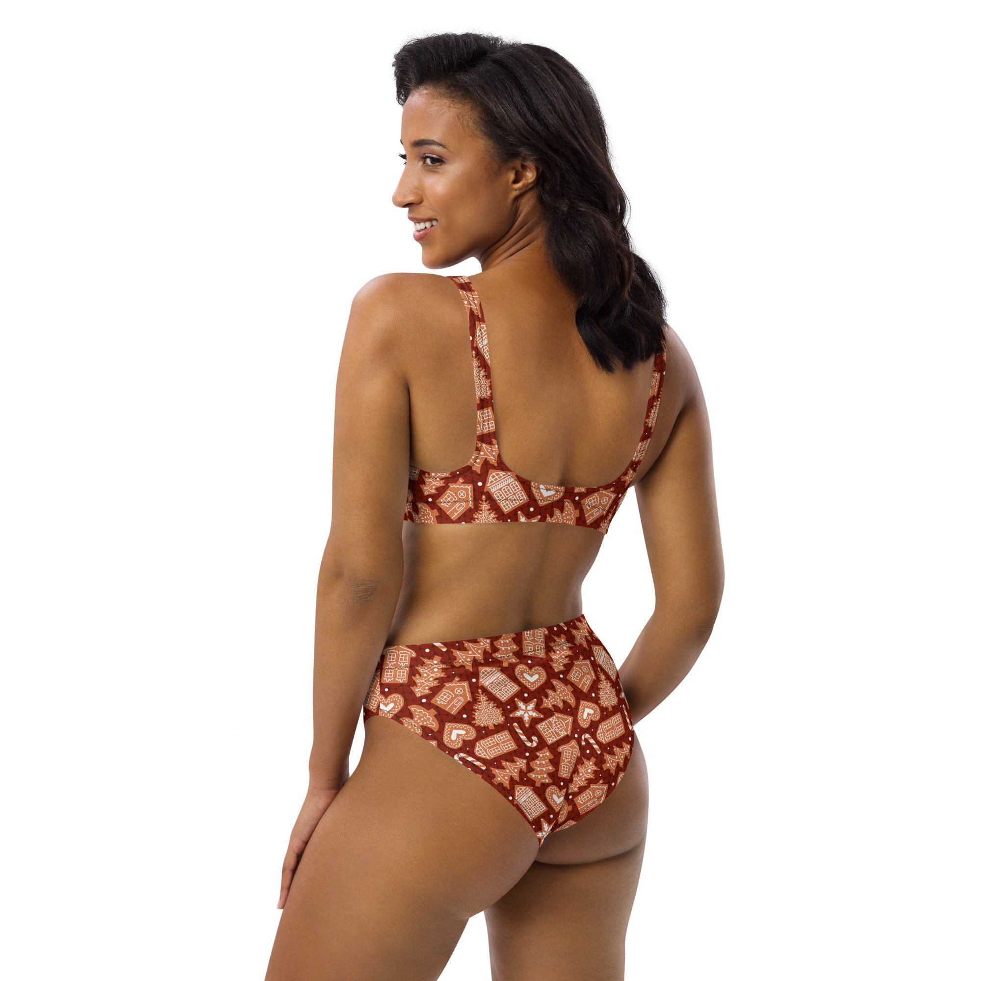 Women's Red Gingerbread Recycled Bikini - Quick Drying Fabric With UPF 50+