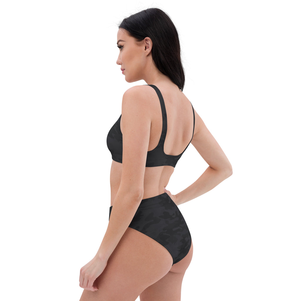 Women's Black Camouflage Recycled Bikini - Removable Padding, Buttery Soft Quick-Drying UPF 50+ Fabric