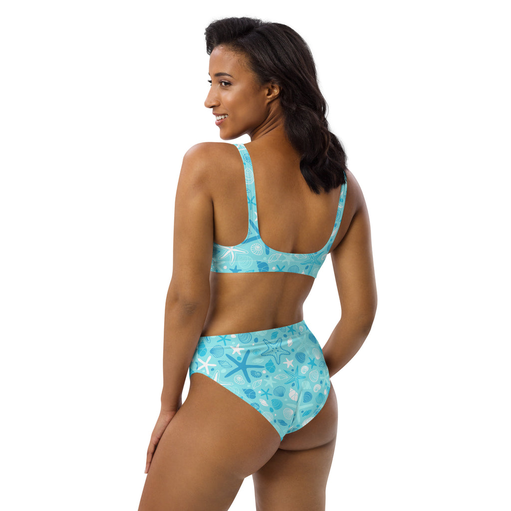 Women's Starfish & Shells Recycled Bikini - Removable Padding, Buttery Soft Quick-Drying UPF 50+ Fabric