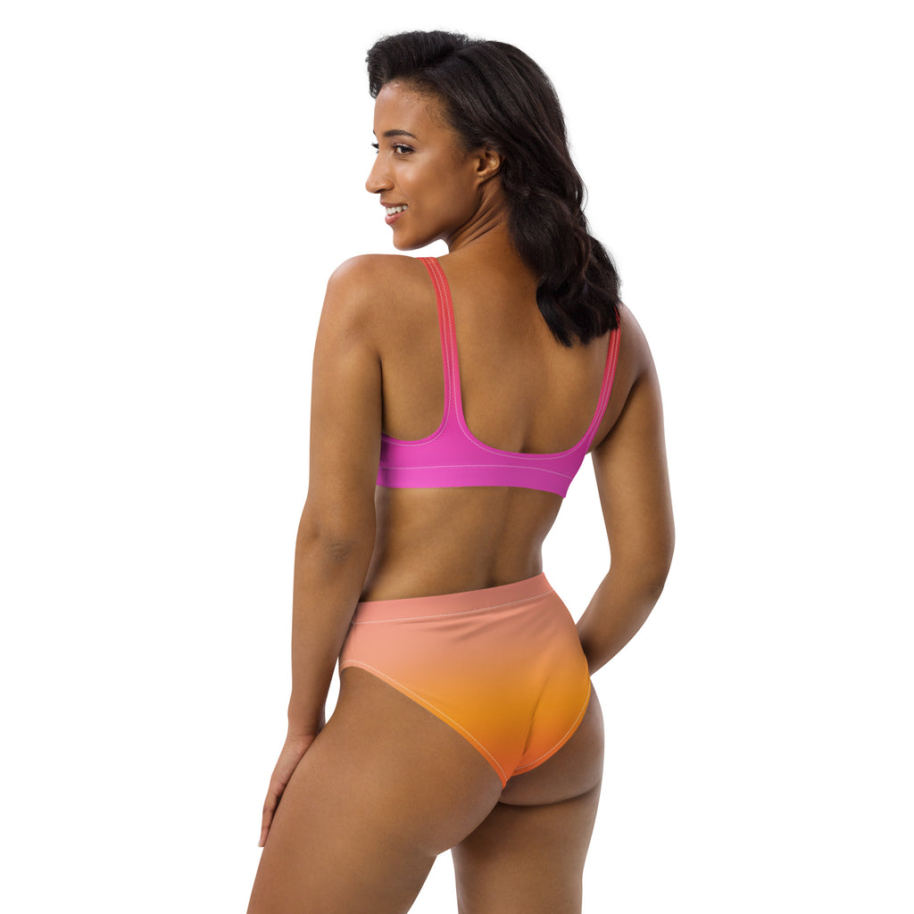 Women's Sunset Ombre Recycled Bikini - Removable Padding, Buttery Soft Quick-Drying UPF 50+ Fabric