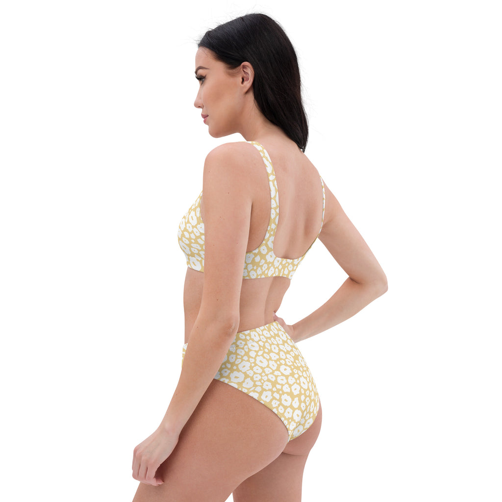Women's Beige Leopard Print Recycled Bikini - Removable Padding, Buttery Soft Quick-Drying UPF 50+ Fabric