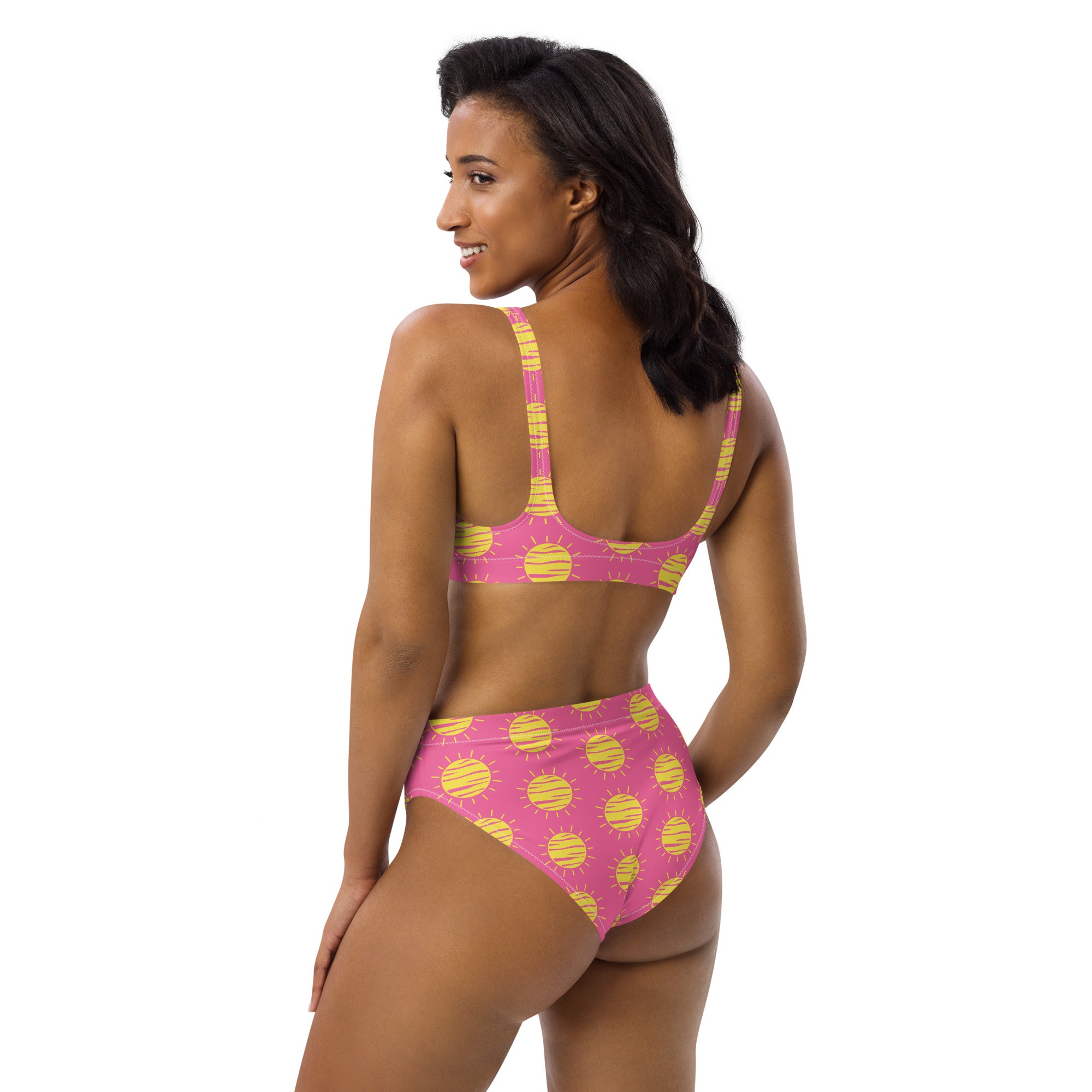Women's Pink Sunshine Recycled Bikini - Removable Padding, Buttery Soft Quick-Drying UPF 50+ Fabric