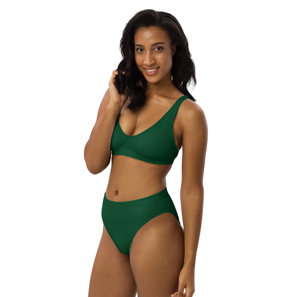 Women's Dark Green Padded Recycled Bikini - Quick Drying Fabric With UPF 50+