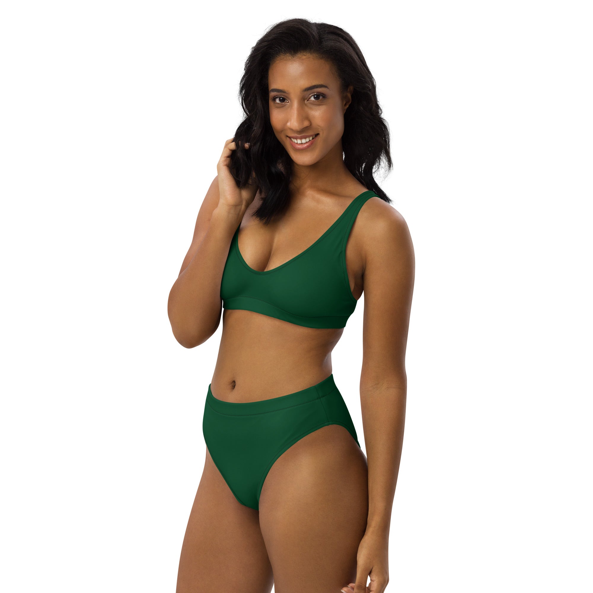 Women's Dark Green Padded Recycled Bikini - Quick Drying Fabric With UPF 50+