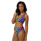Women's Rainbow Leopard Padded Recycled Bikini - Quick Drying Fabric With UPF 50+