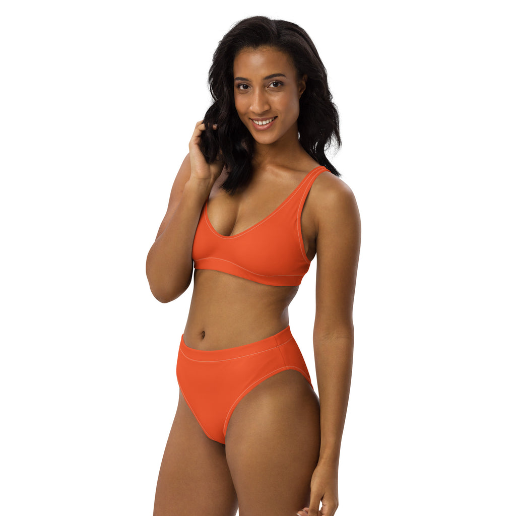 Women's Orange Padded Recycled Bikini - Quick Drying Fabric With UPF 50+