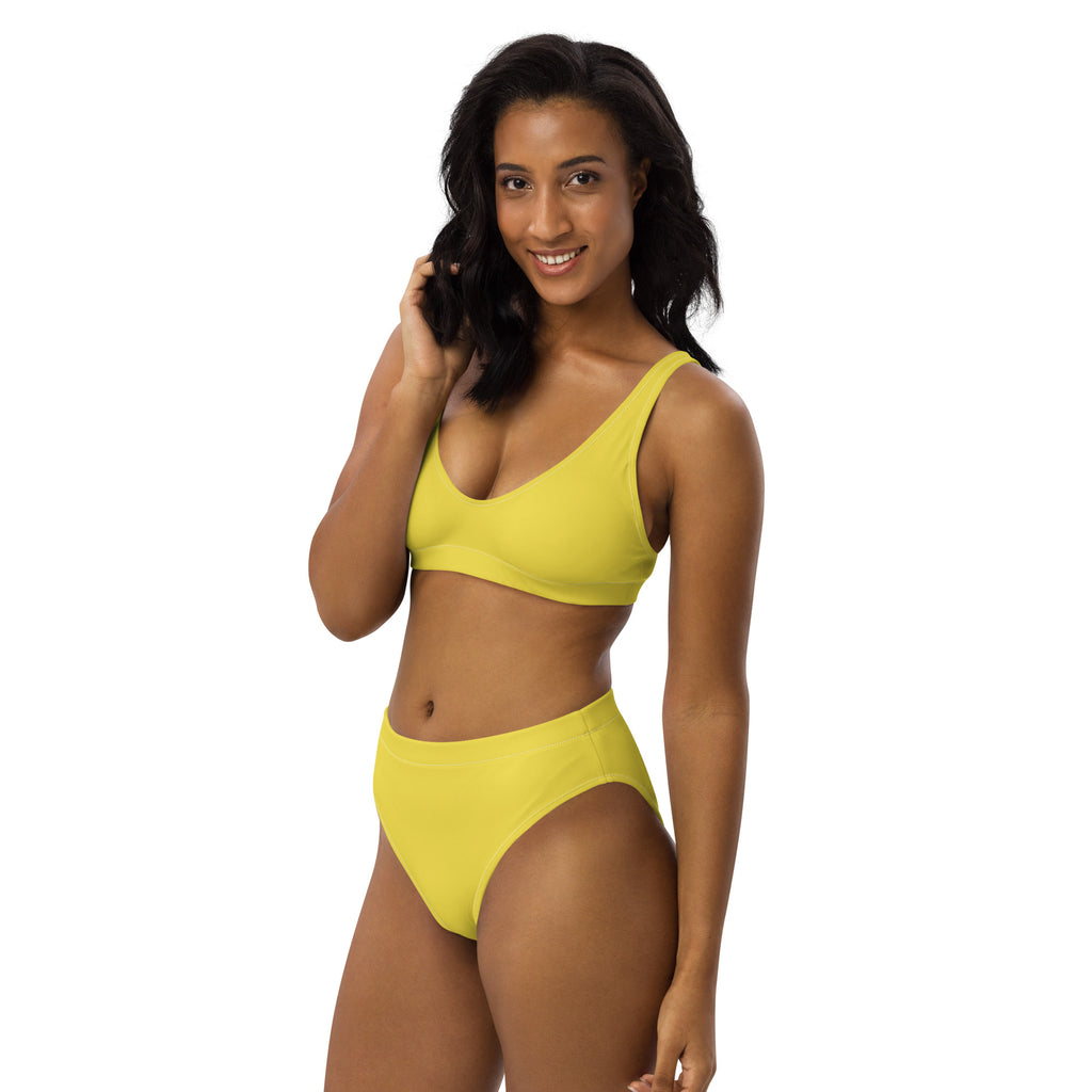 Women's Yellow Padded Recycled Bikini - Quick Drying Fabric With UPF 50+