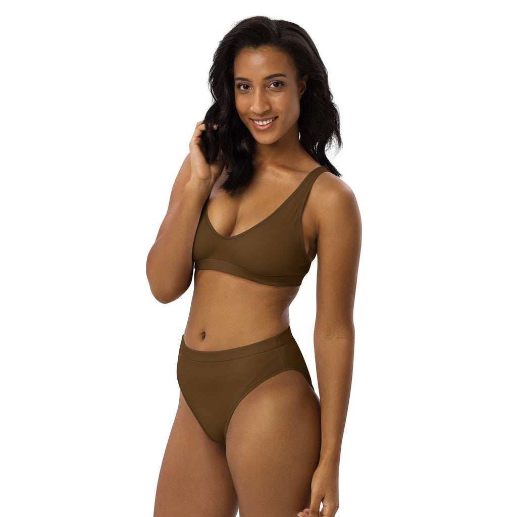 Women's Brown Padded Recycled Bikini - Quick Drying Fabric With UPF 50+