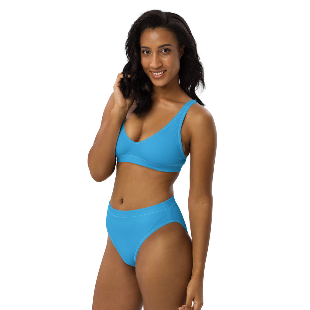 Women's Sky Blue Padded Recycled Bikini - Quick Drying Fabric With UPF 50+