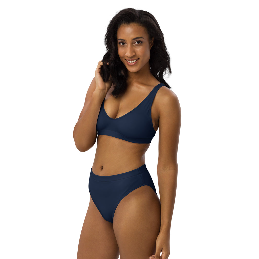 Women's Navy Blue Padded Recycled Bikini - Quick Drying Fabric With UPF 50+