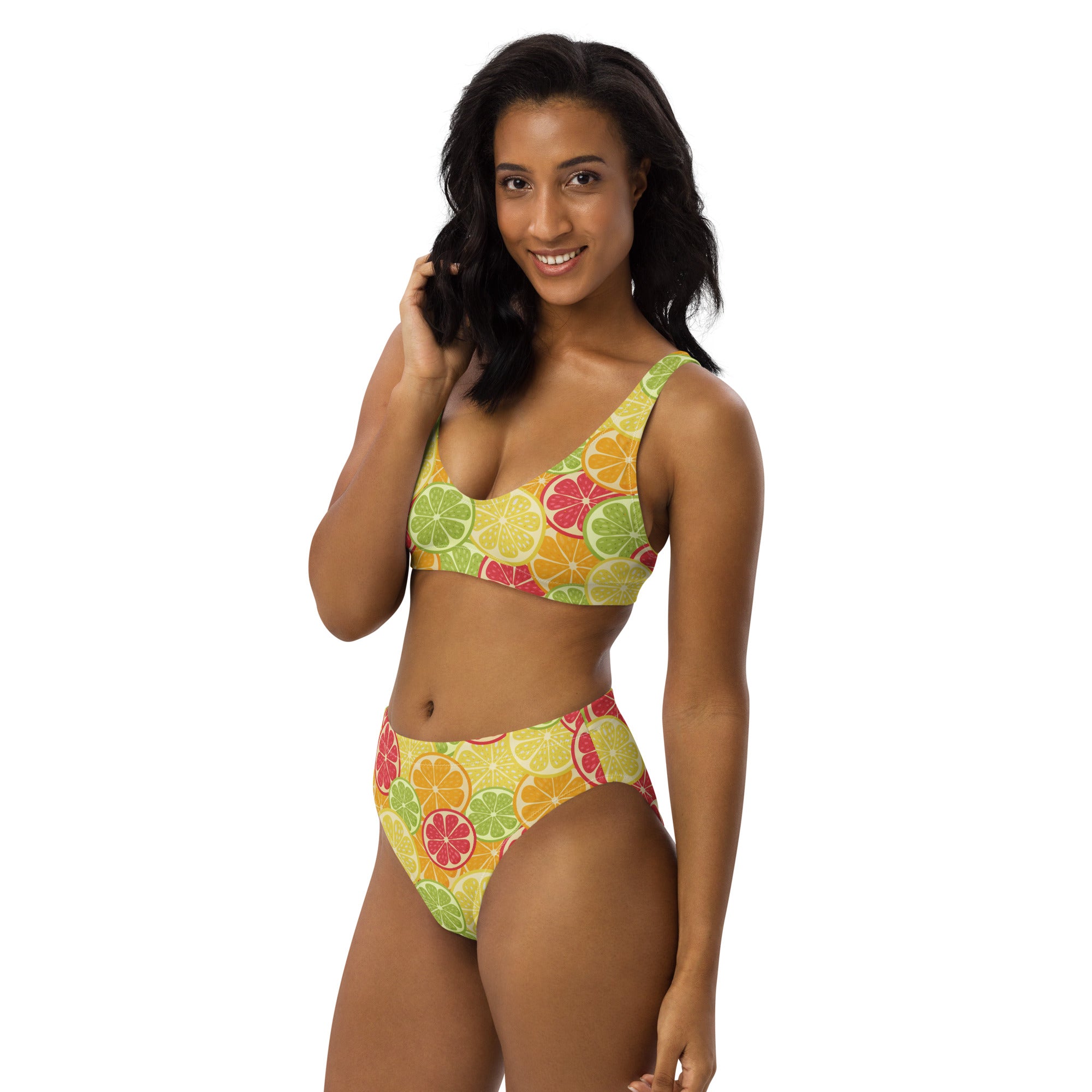 Women's Citrus Fruit Padded Recycled Bikini - Quick Drying Fabric With UPF 50+