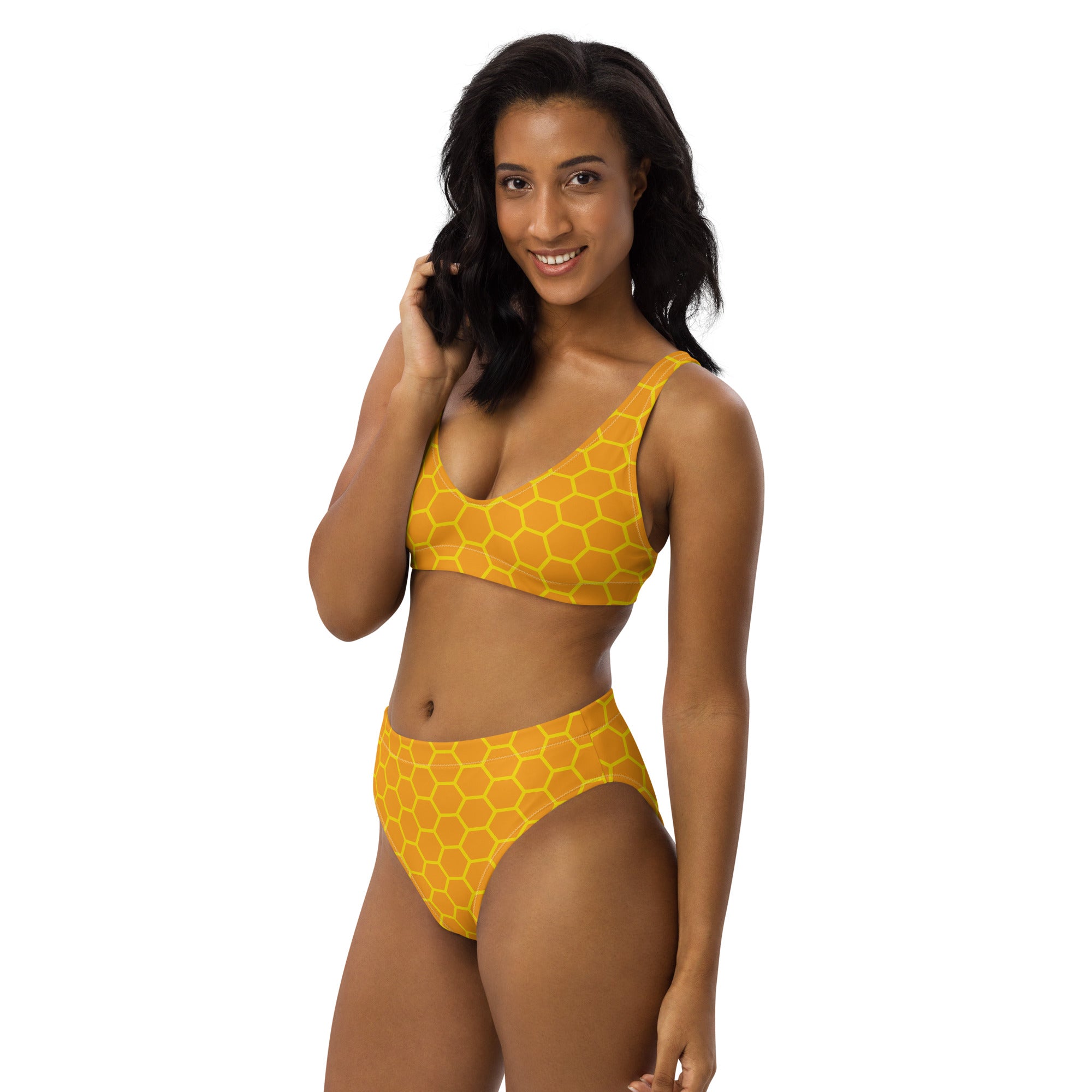 Women's Honeycomb Padded Recycled Bikini - Quick Drying Fabric With UPF 50+