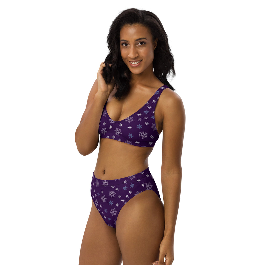 Women's Purple Snowflake Recycled Bikini - Quick Drying Fabric With UPF 50+