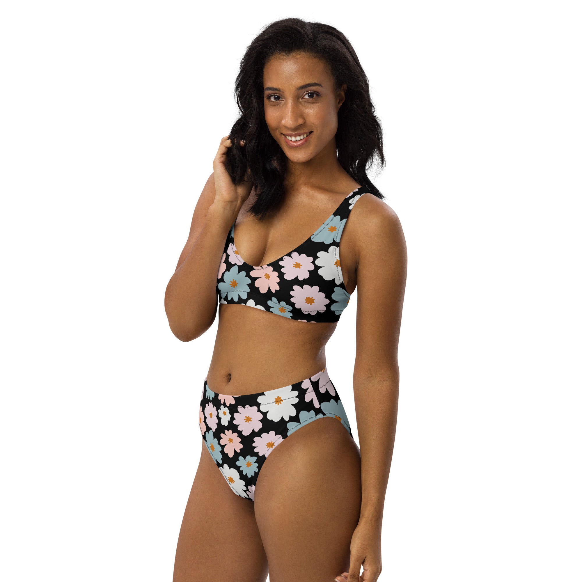 Women's Retro Floral Recycled Bikini - Removable Padding, Buttery Soft Quick-Drying UPF 50+ Fabric