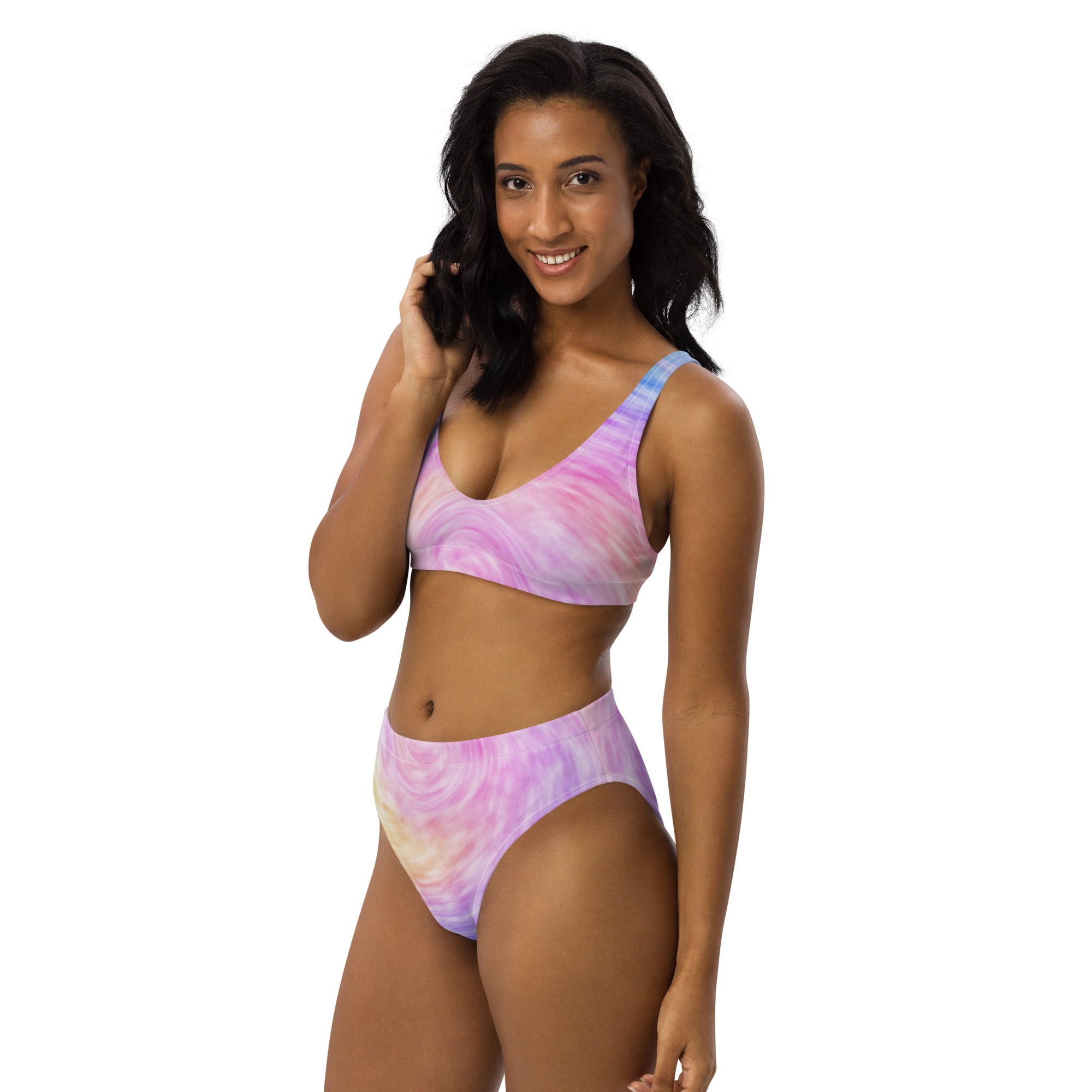Women's Rainbow Tie Dye Recycled Bikini - Removable Padding, Buttery Soft Quick-Drying UPF 50+ Fabric